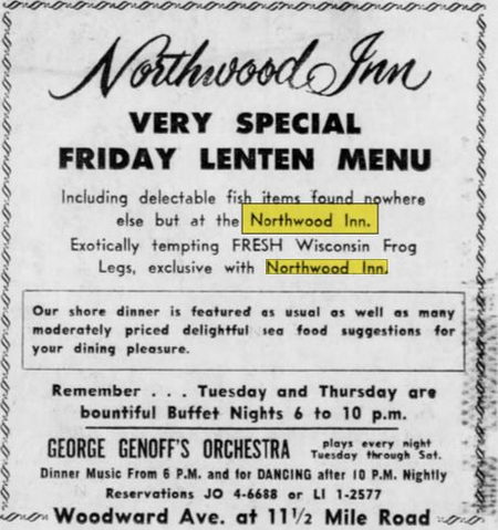 Northwood Inn - Mar 12 1965 Ad (newer photo)